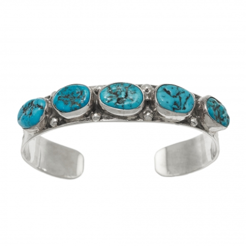 Bracelet Navajo BR867 en turquoises et argent - Harpo Paris