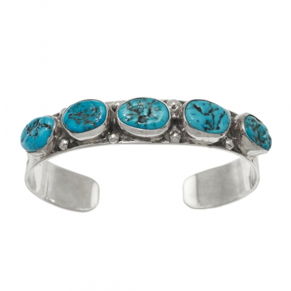 Bracelet Navajo BR867 en turquoises et argent - Harpo Paris