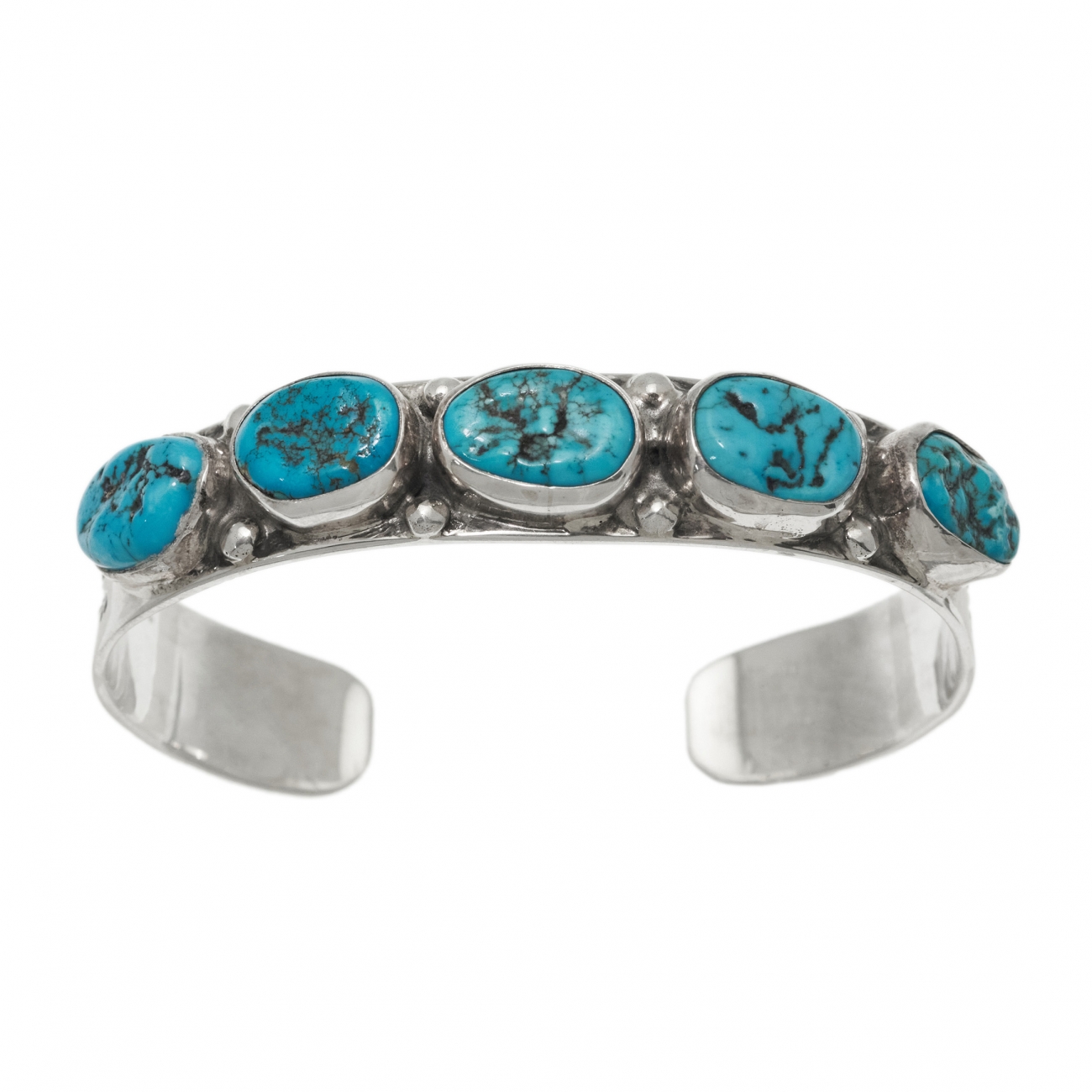 Bracelet Navajo BR867 en turquoises et argent - Harpo Paris