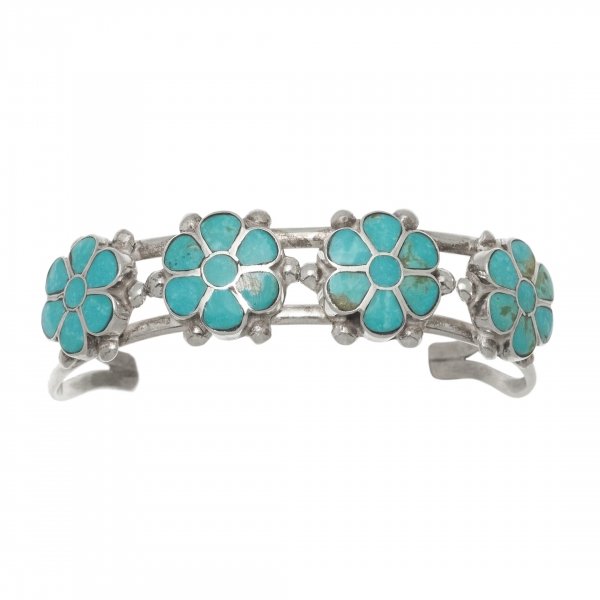 Bracelet Zuni fleurs turquoises BR871 - Harpo Paris