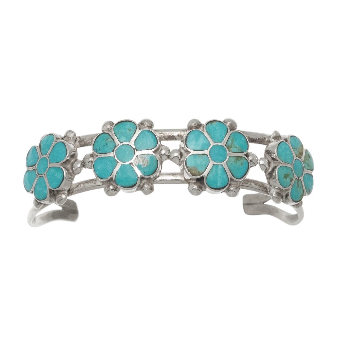 Bracelet Zuni fleurs turquoises BR871 - Harpo Paris