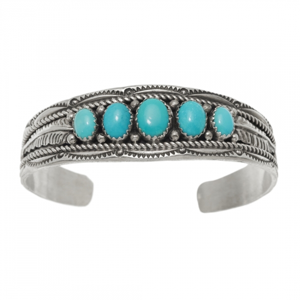 Turquoises and silver bracelet BR873 - Harpo Paris