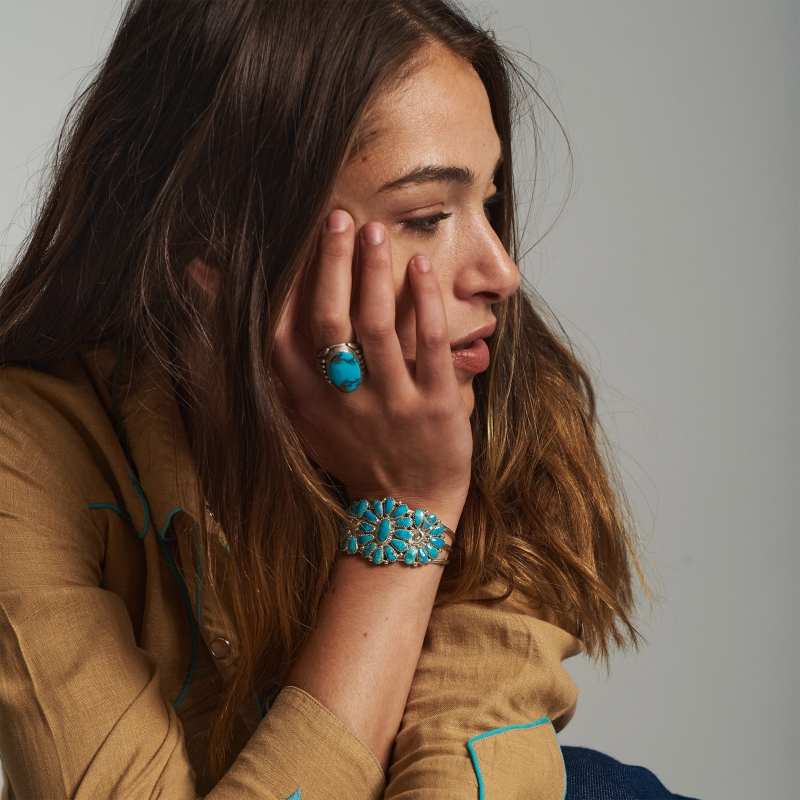 Turquoises and silver bracelet for women BR875 - Harpo Paris