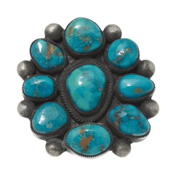 Bague Fleur turquoises et argent mat oxydé BA1563 - Harpo Paris