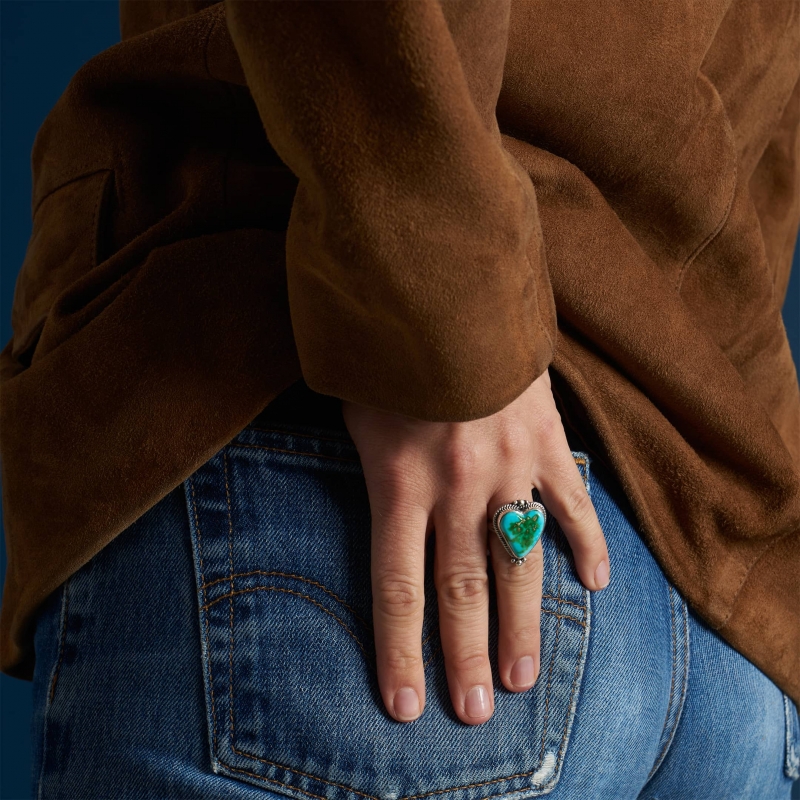 Turquoise and silver ring BA1490 - Harpo Paris