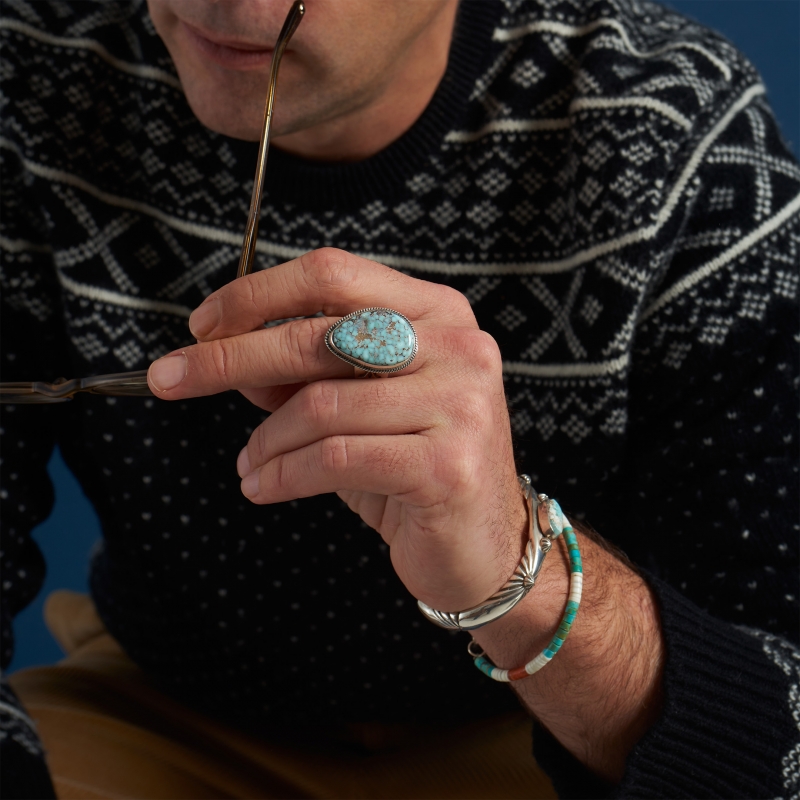 Bague Navajo turquoise et argent BA1507 - Harpo Paris