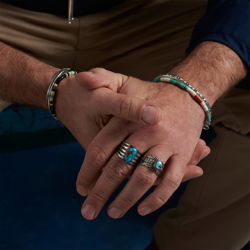 Navajo ring for women BA1528 in turquoise and mat silver - Harpo Paris