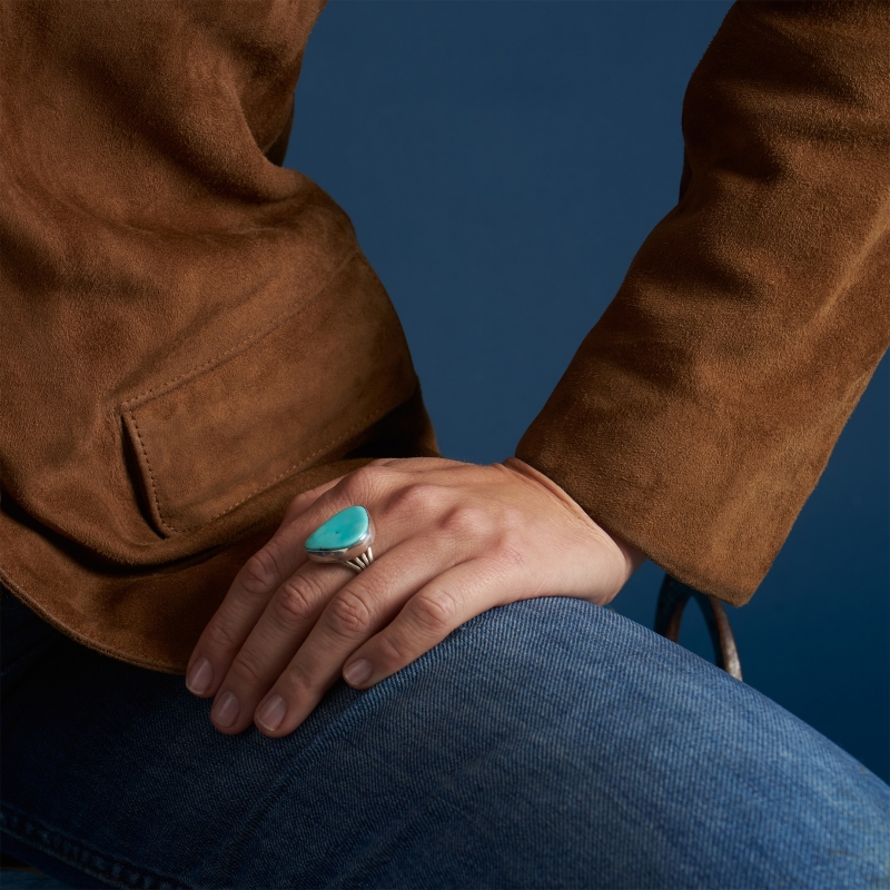 Bague Navajo en turquoise et argent BA1540 - Harpo Paris