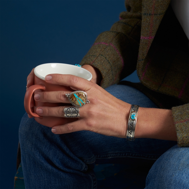 Turquoise and silver ring BA1547 - Harpo Paris