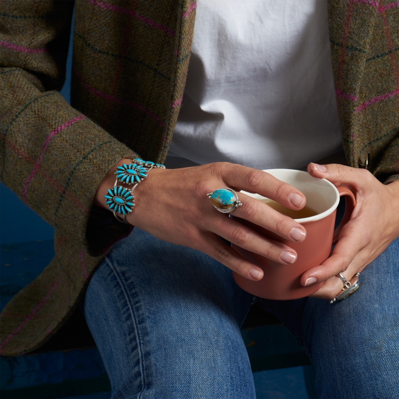 Bague Navajo en turquoise et argent BA1548 - Harpo Paris