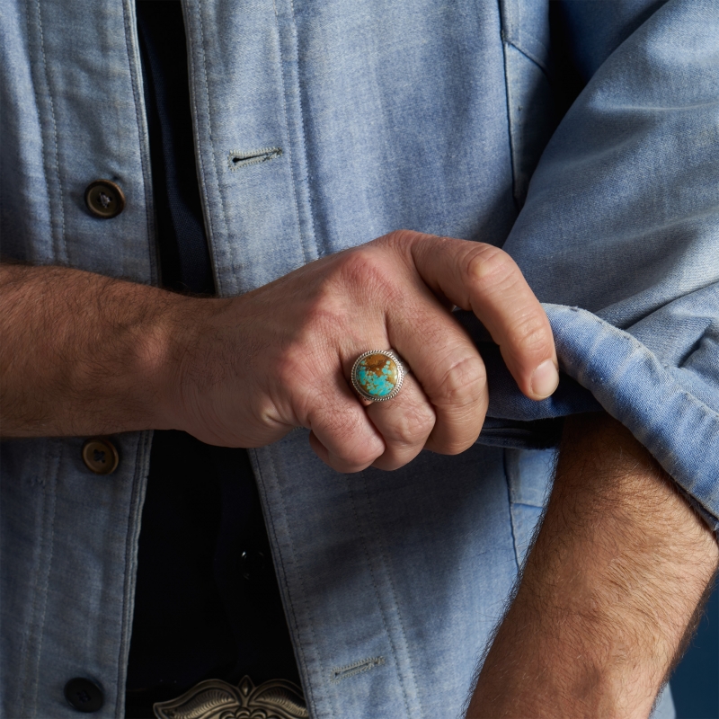 Bague Navajo en turquoise et argent BA1559 - Harpo Paris