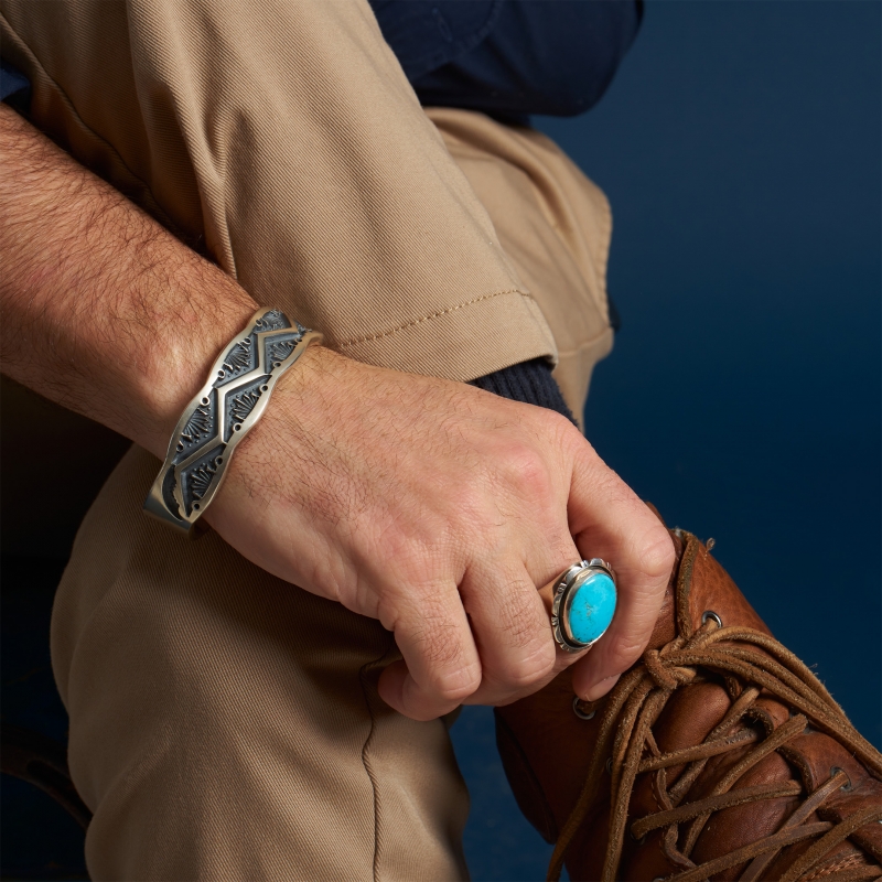 Turquoise and silver Navajo ring BA1567 - Harpo Paris