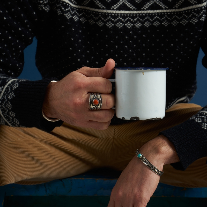 Turquoise and silver bracelet for man BR856 - Harpo Paris