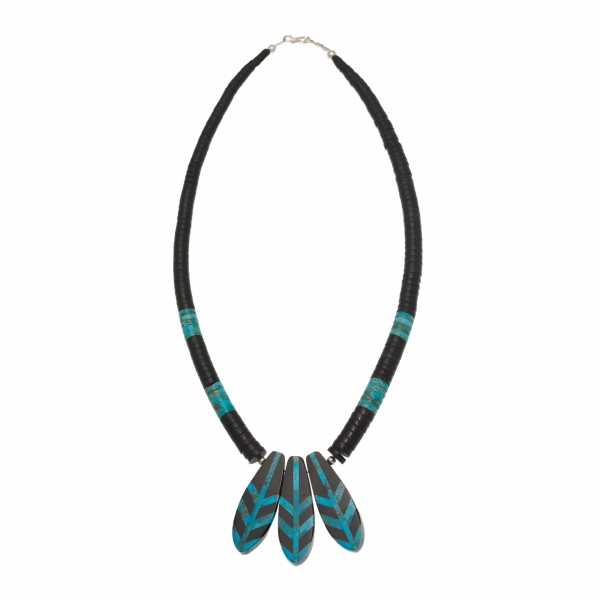 Collier Pueblo turquoise et jai CO251 - Harpo Paris