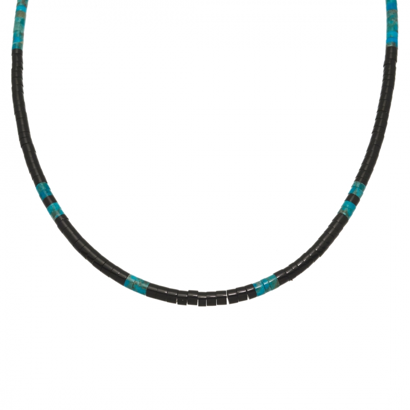 Collier pueblo en perle de turquoise et jai COP24 - Harpo paris