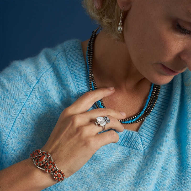 Collier Harpo Paris CO36 perles argent et turquoise