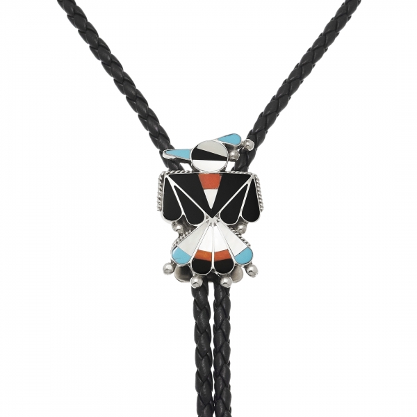 Bolo tie Zuni, Thunderbird en marqueterie, BT68 - Harpo Paris