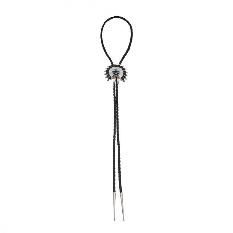 Sunface inlay and silver Bolo tie BT69 - Harpo Paris