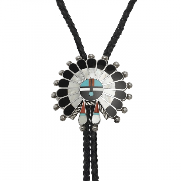 Sunface inlay and silver Bolo tie BT69 - Harpo Paris