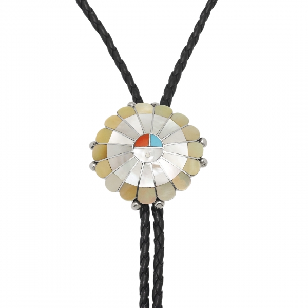 Bolo tie Zuni Sunface en marqueterie, BT71 - Harpo Paris