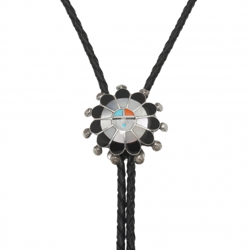 Sunface inlay and silver Bolo tie BT70 -Harpo Paris