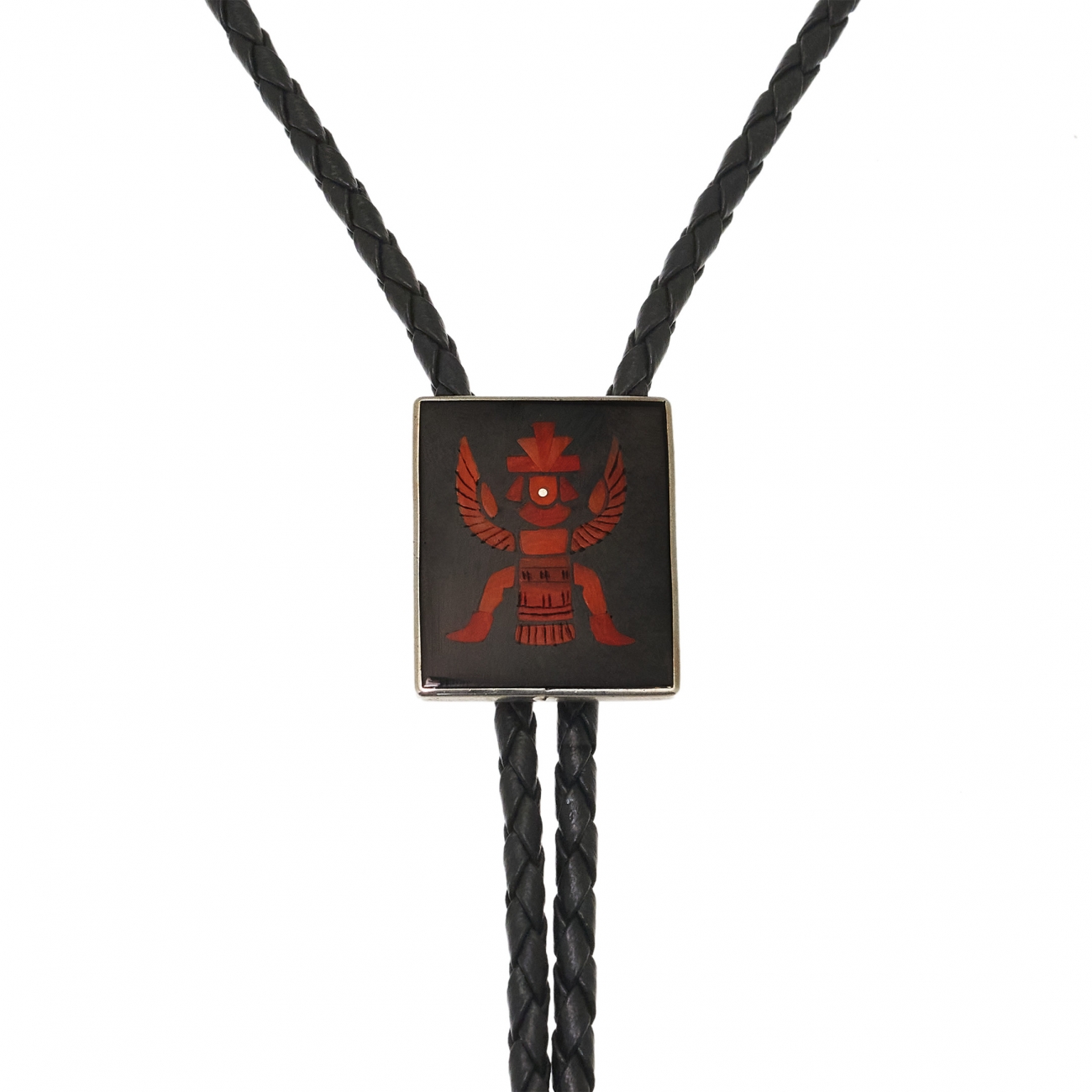 Bolo tie Zuni en marqueterie et argent BT74 - Harpo Paris