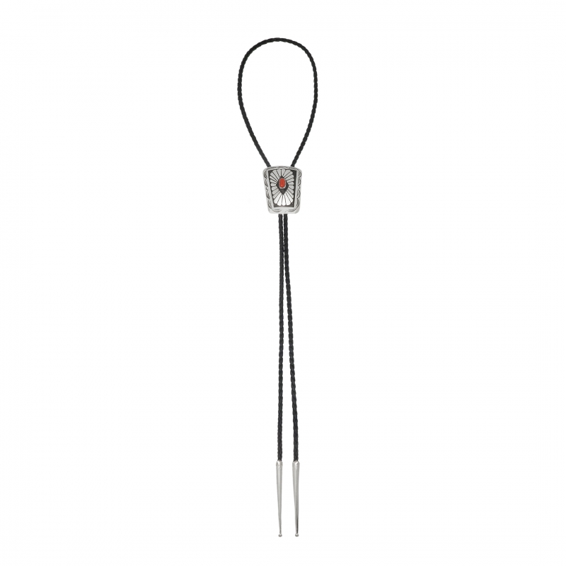 Silver and coral Bolo tie BT72 - Harpo Paris