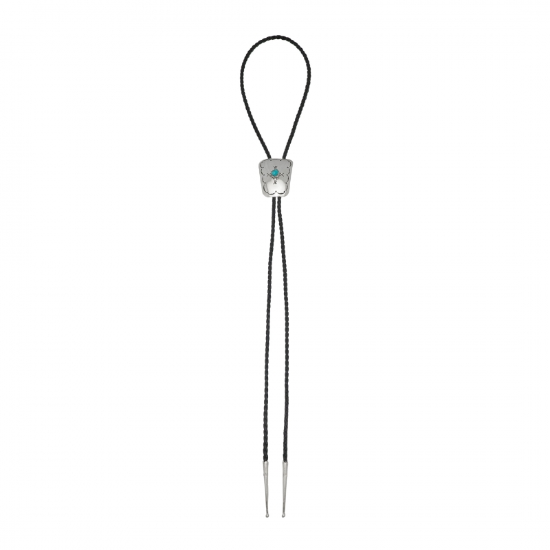 Bolo tie en turquoise et argent massif Navajo BT73 - Harpo Paris