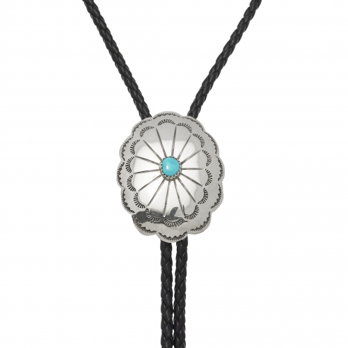 Bolo tie concho en argent et turquoise BT65 - Harpo Paris