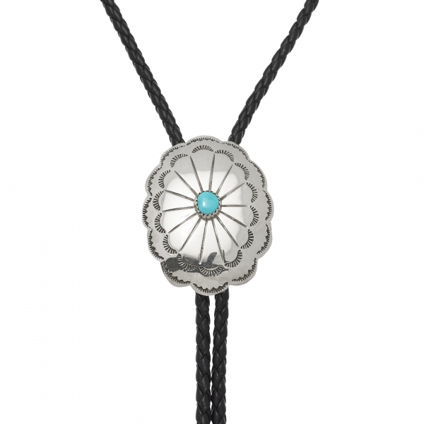 Bolo tie concho en argent et turquoise BT65 - Harpo Paris