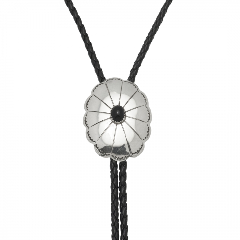 Bolo tie concho en argent et onyx BT64 - Harpo Paris