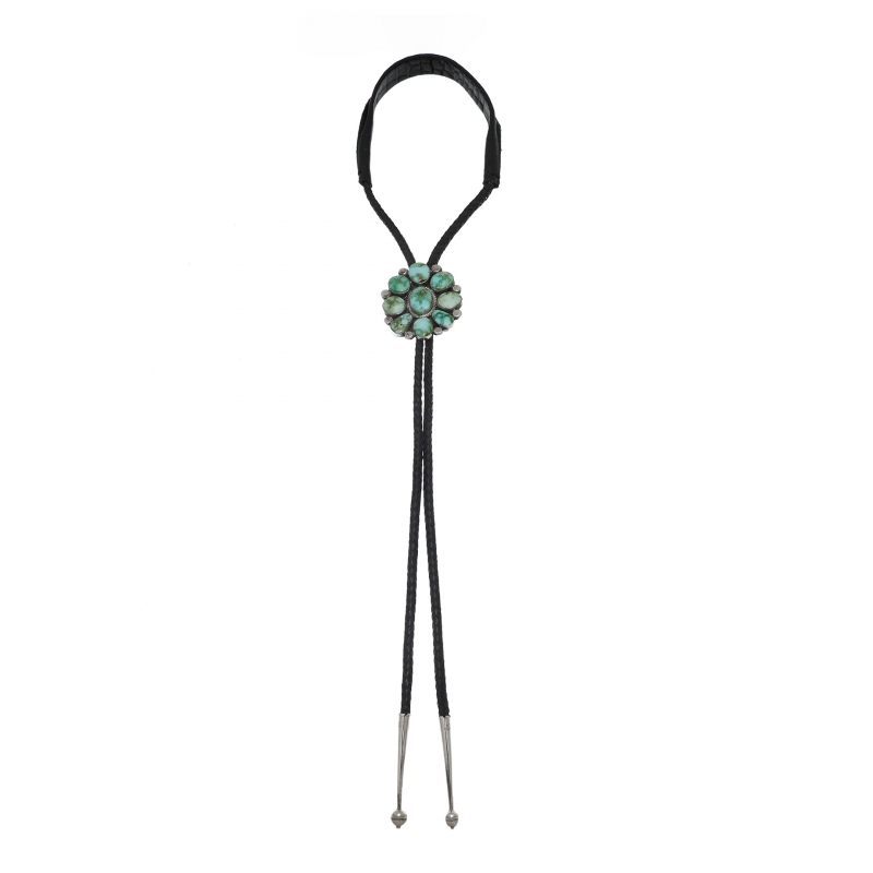 Turquoise and silver bolo tie BT64 - Harpo Paris