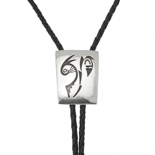 Overlay Navajo bolo tie in sterling silver BT76 - Harpo Paris