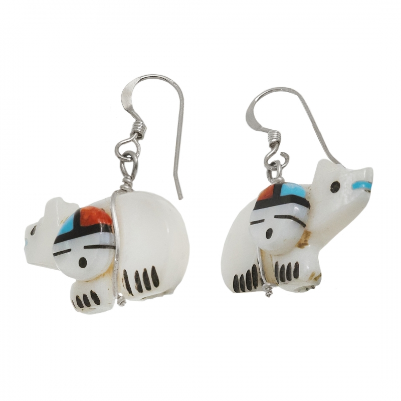 Bear earrings in mother-of-pearl BO424 - Harpo Paris