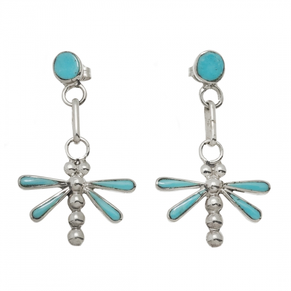 Boucles d'oreilles Libellule turquoise et argent BO418 - Harpo Paris