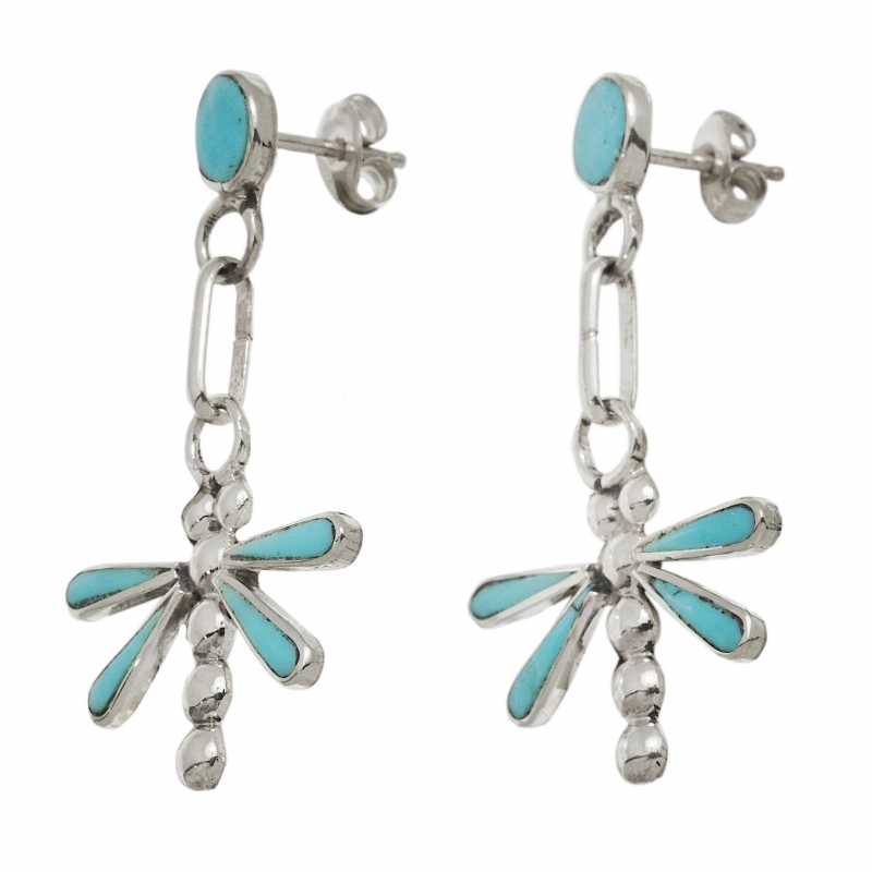 dragonfly turquoise and silver earrings BO418 - Harpo Paris