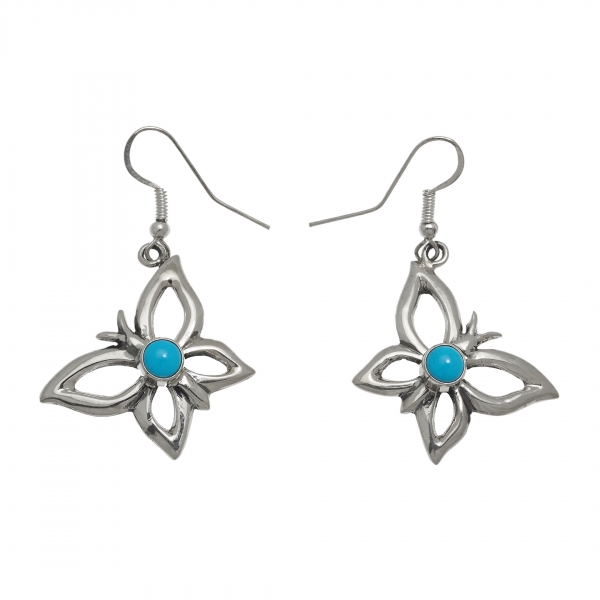 Butterfly turquoise and silver earrings BO419 - Harpo Paris