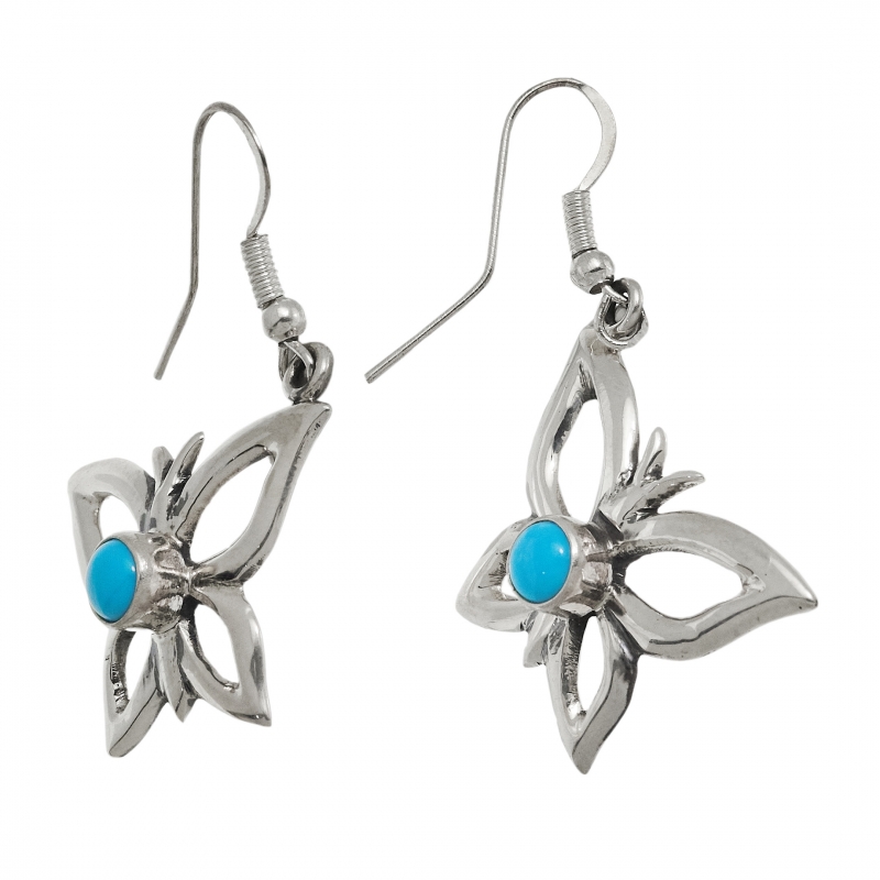 Butterfly turquoise and silver earrings BO419 - Harpo Paris