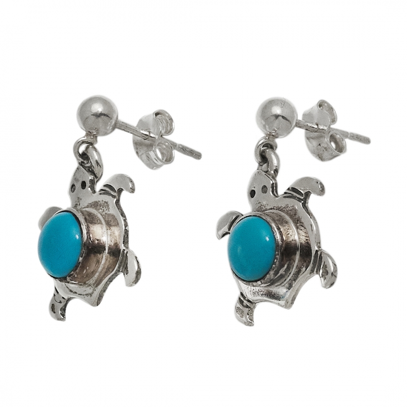 Turtle turquoise earrings BO421 - Harpo Paris