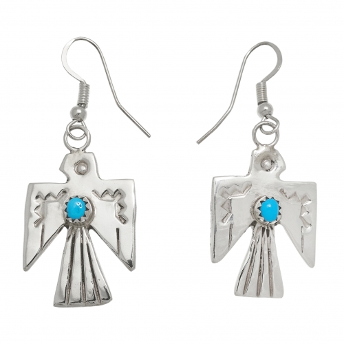 Boucles d'oreilles aigles turquoise et argent - Harpo Paris