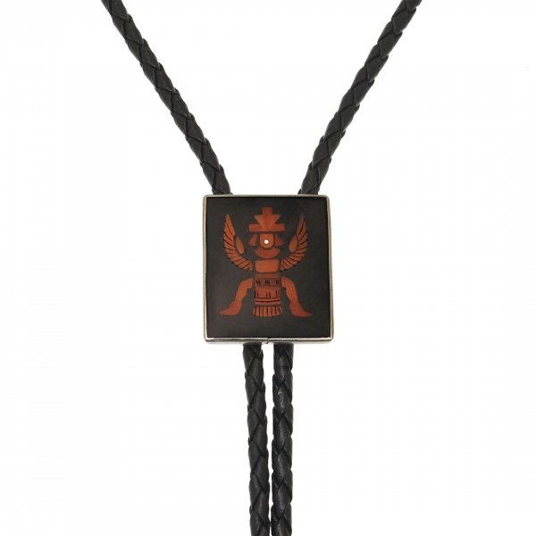 Bolo tie Zuni en marqueterie et argent BT74 - Harpo Paris