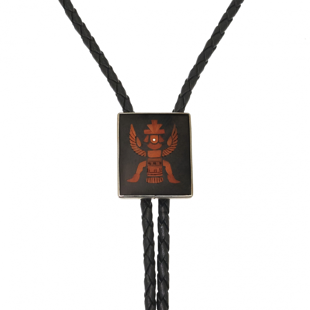 Bolo tie Zuni en marqueterie et argent BT74 - Harpo Paris