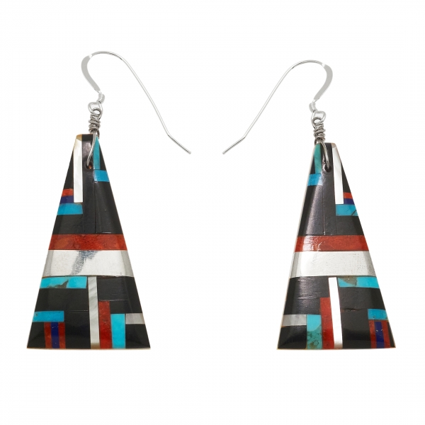 Pueblo earrings made of an inlay of stones BO408 - Harpo Paris