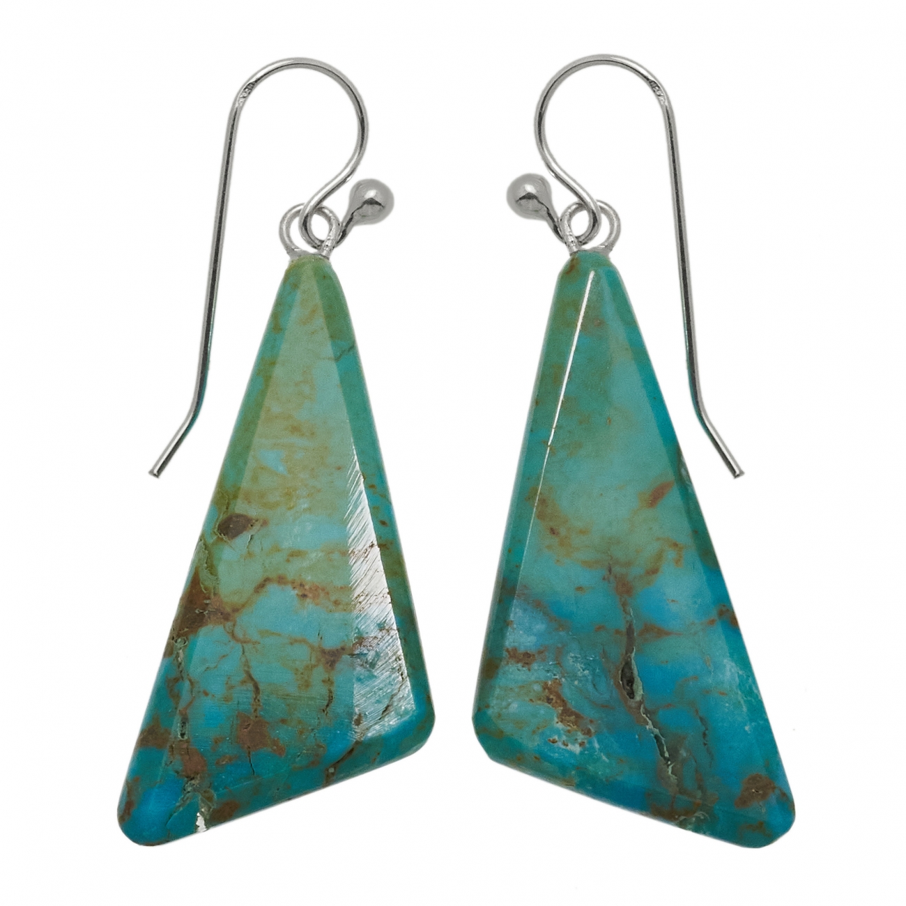 Navajo earrings slices of turquoise BO395 - Harpo Paris