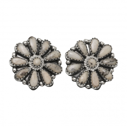 Boucles d'oreilles Cactus Flower White Buffalo sur argent massif BO450 - Harpo Paris