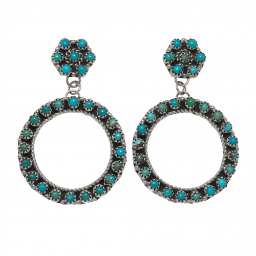 Grandes boucles d'oreilles turquoises et argent massif BO453 - Harpo Paris