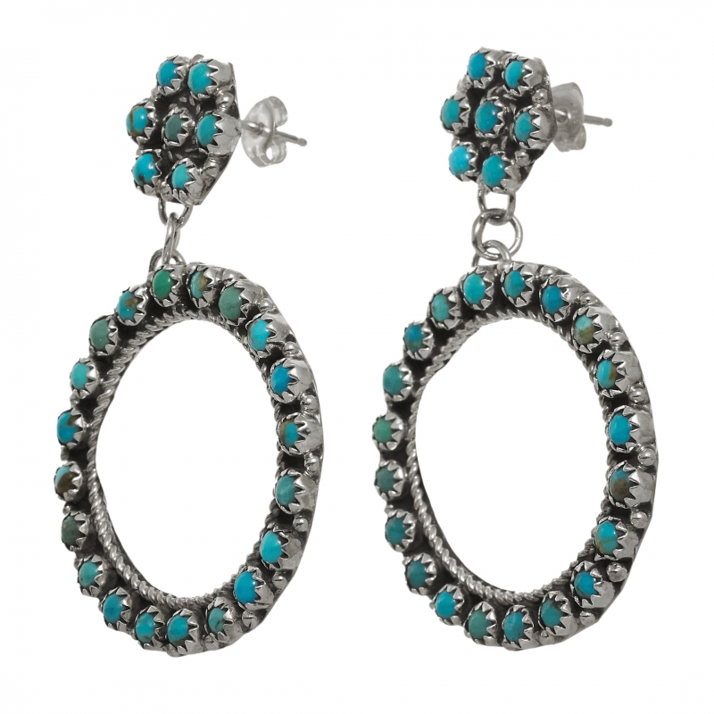 Grandes boucles d'oreilles turquoises et argent massif BO453 - Harpo Paris