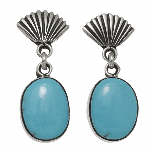 earrings in turquoise and silver BO459 - Harpo Paris