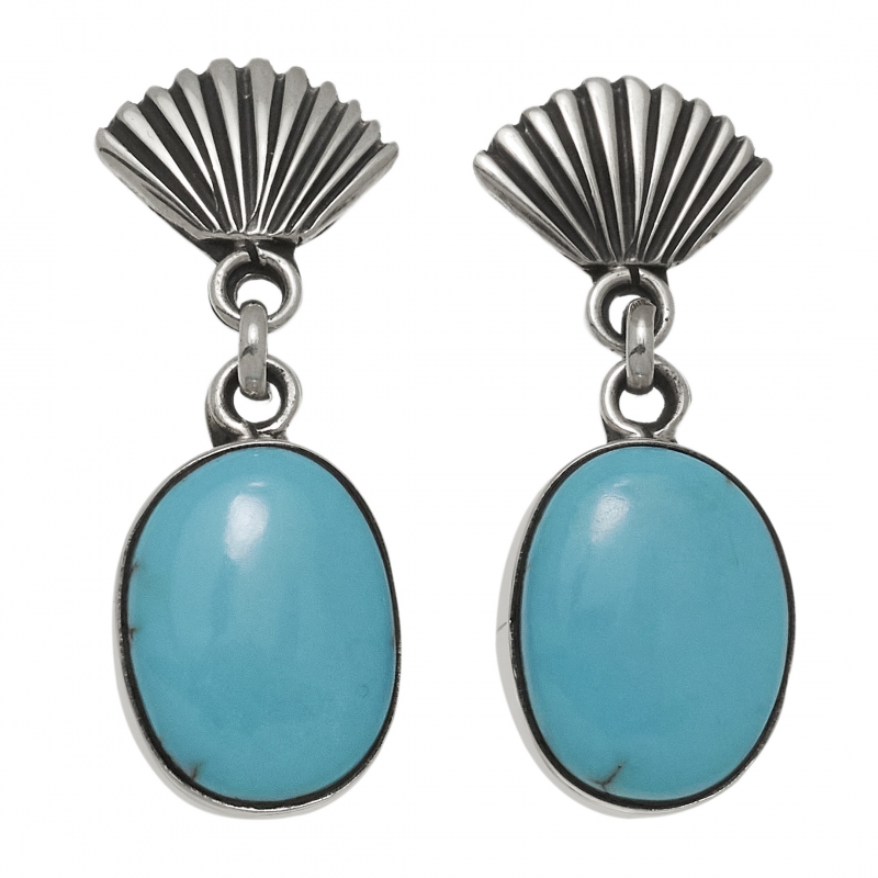 Boucles d'oreilles en turquoise et argent BO459 - Harpo Paris