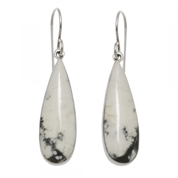 Boucles d'oreilles tranches de White Buffalo cerclées d'argent massif  BO398 - Harpo Paris